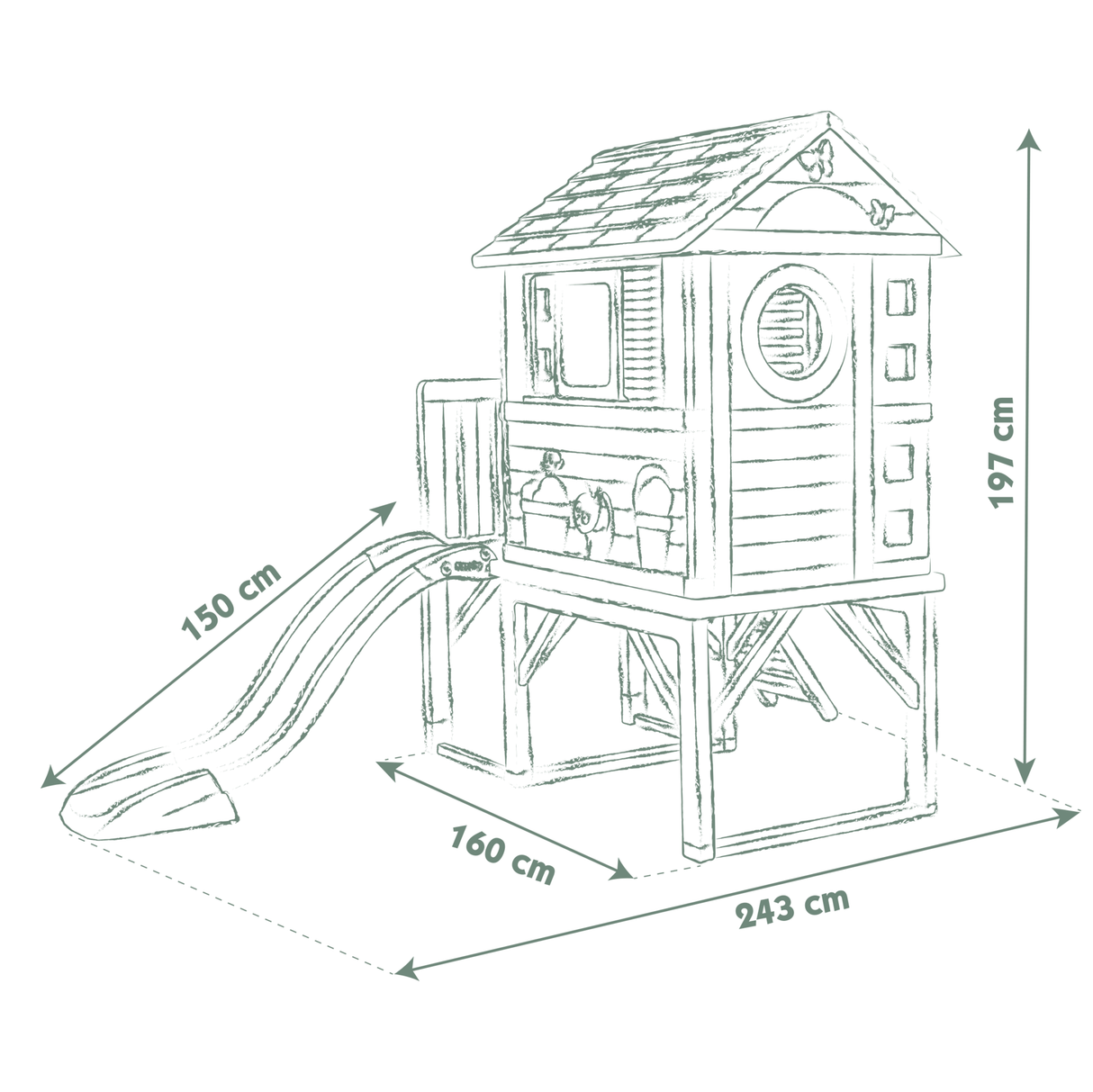 Smoby kõrge mängumaja liumäega 810802S