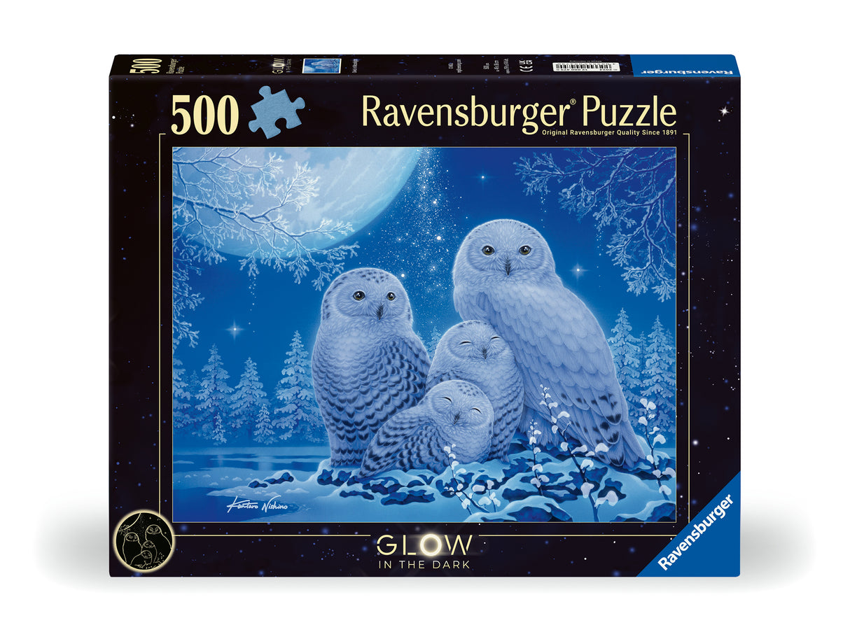 Ravensburger pimedas helendav pusle 500 tk: öökullid kuuvalgel 12000479V