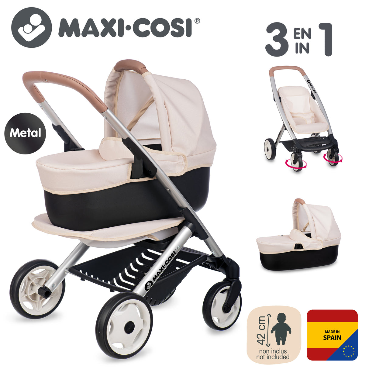 Smoby Maxi-Cosi kolm-ühes nukuvankri komplekt – beež 253122S