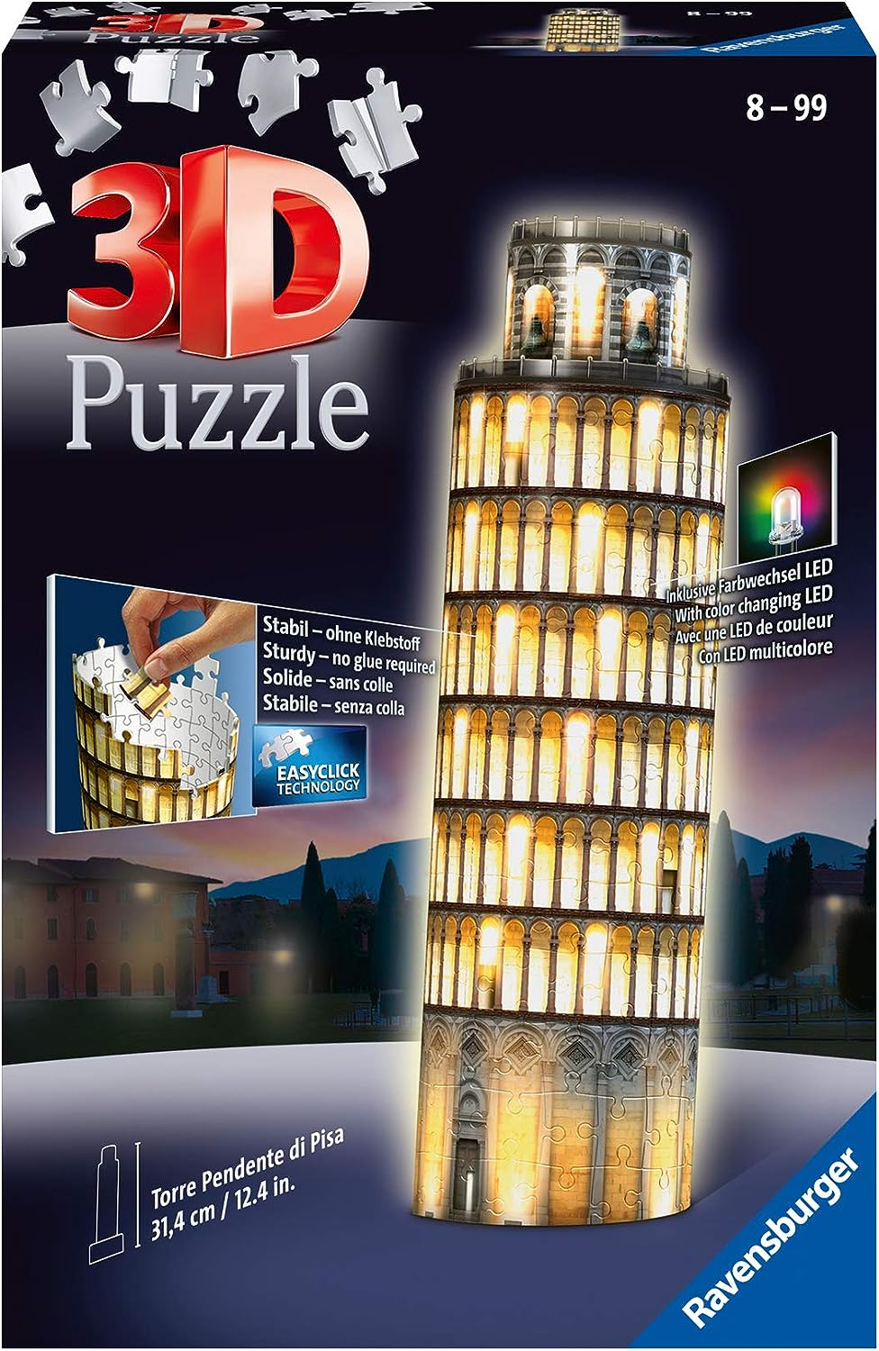 Ravensburger 3D pimedas helendav pusle Pisa torn 216 tk 125159V
