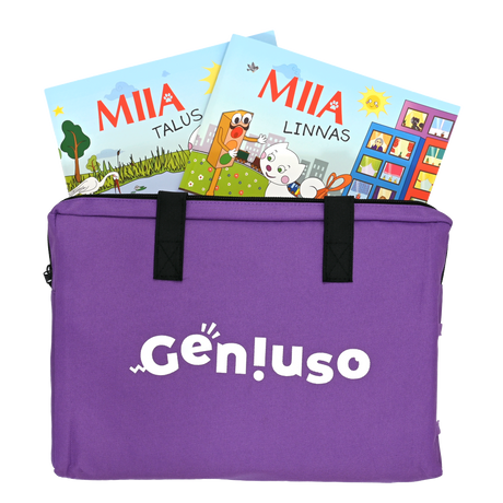Geniuso MIIA rääkivad raamatud "Talus", "Linnas" ja kandekott 045208G